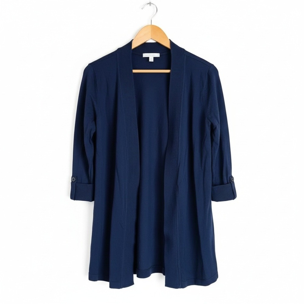 Laura Ashley Navy Open-Front Long Cardigan